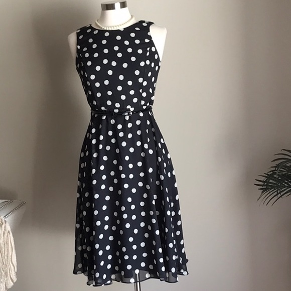 ‼️SOLD‼️Jessica Howard Polka Dot A-Line Midi Dress - Picture 4 of 8